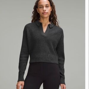 Lululemon Collared Merino Wool Sweater - Gray. Size Medium.